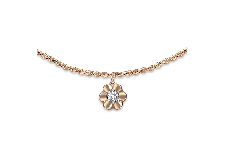Колье Цветок из красного золота с бриллиантом