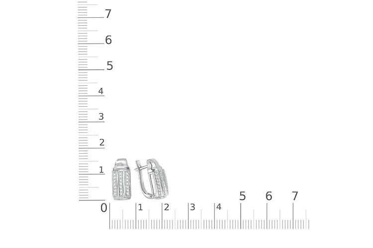 Серьги из белого золота с 42 фианитами