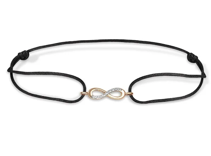 Браслет Бесконечность из красного золота с 5 бриллиантами
