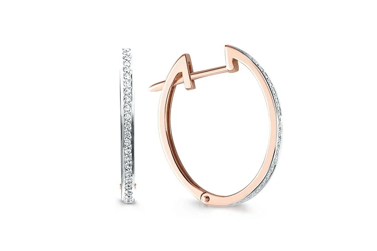 Серьги из красного золота с 48 фианитами