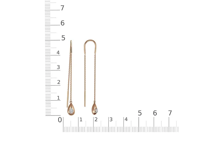 Серьги-продёвки из красного золота с 2 бриллиантами