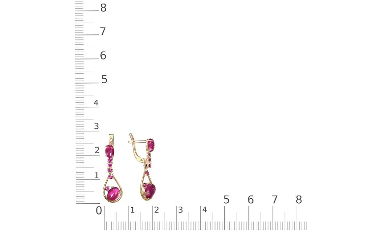Серьги из красного золота с 14 корундами