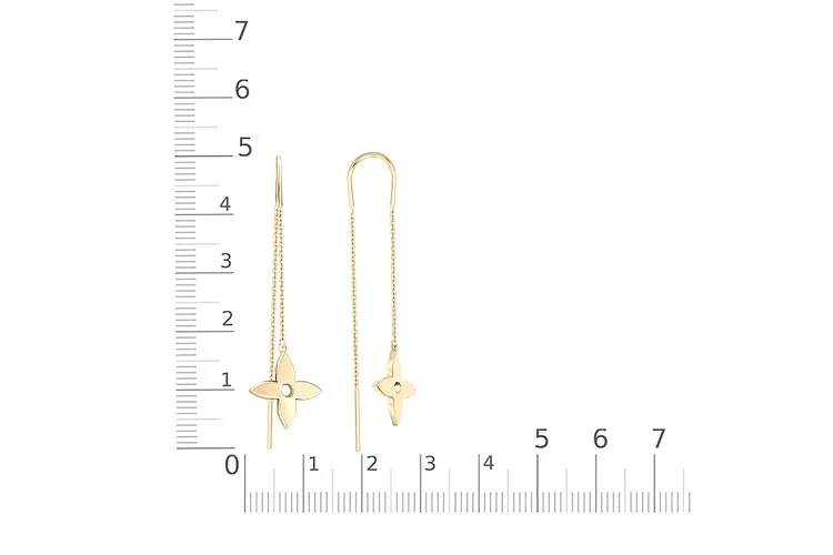 Серьги-продёвки Цветы из жёлтого золота без вставок