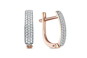 Серьги Дорожки из красного золота с 80 фианитами