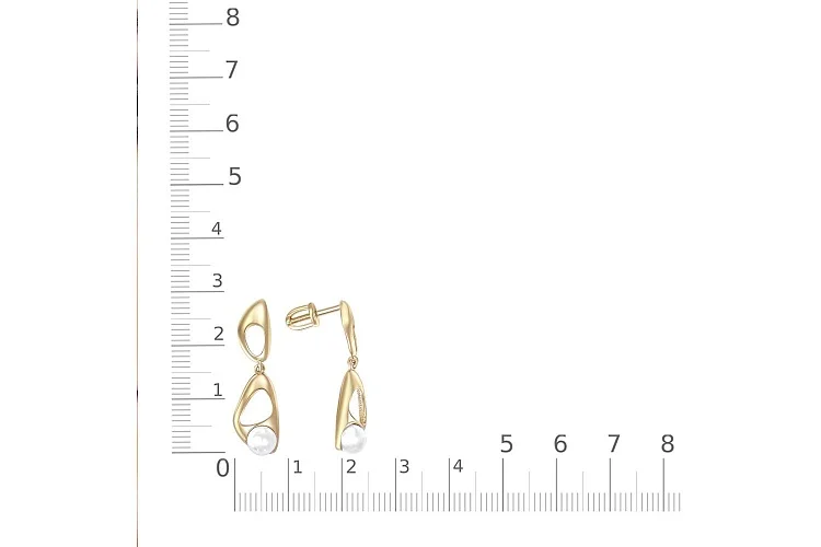 Серьги-пусеты из жёлтого золота с 2 жемчужинами