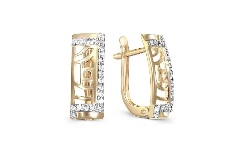 Серьги из жёлтого золота с 42 фианитами