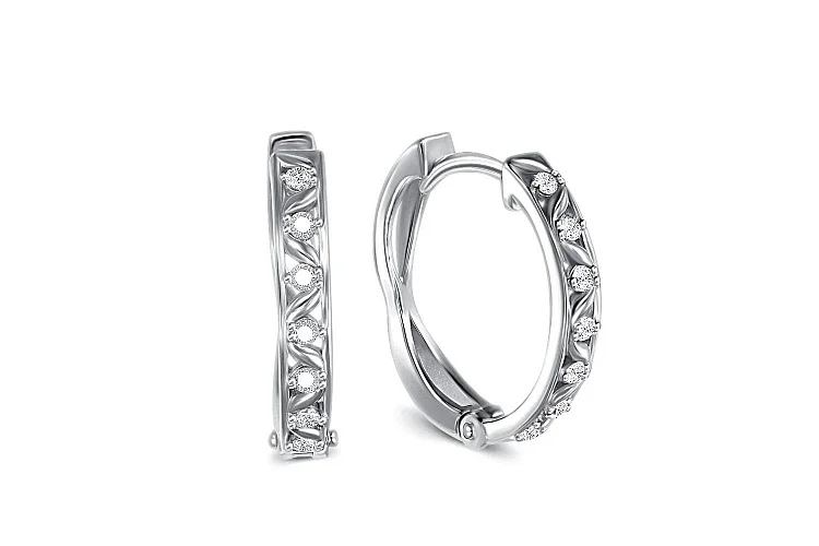 Серьги Дорожки из белого золота с 14 фианитами