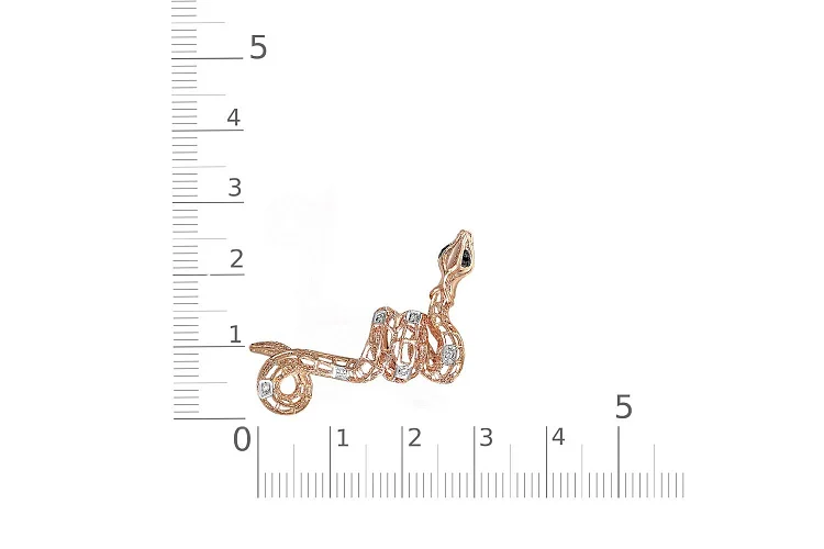 Подвеска Змея из красного золота с 9 фианитами