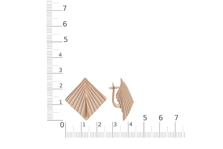Серьги Квадраты из красного золота без вставок