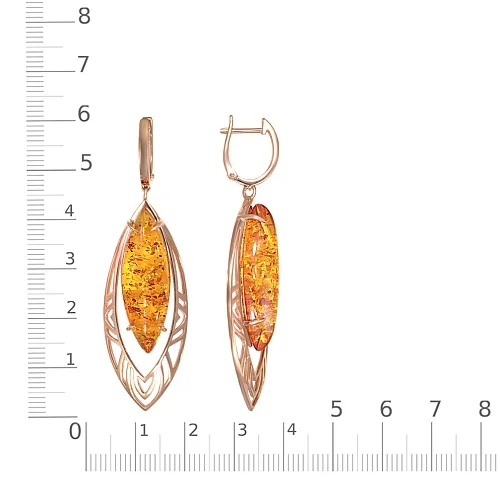 Серьги из красного золота с янтарём