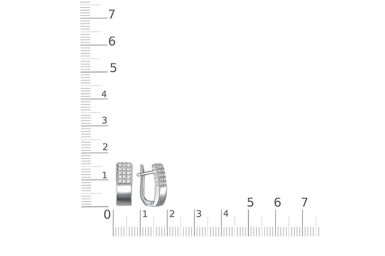 Серьги из белого золота с 56 фианитами