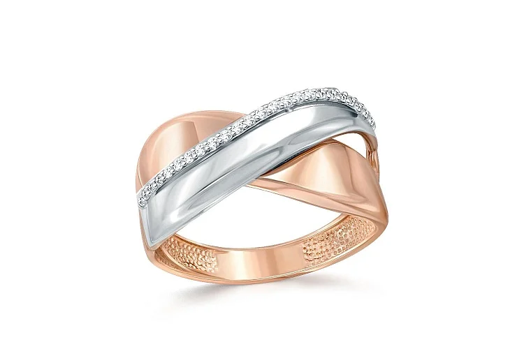 Кольцо Дорожка из красного золота с 24 бриллиантами