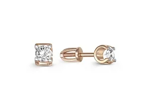 Серьги-пусеты из красного золота с 2 фианитами