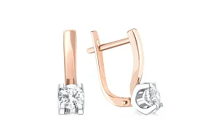 Серьги из красного золота с 2 фианитами