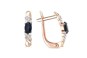 Серьги из красного золота с 2 сапфирами и 12 бриллиантами