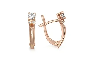 Серьги из красного золота с 6 фианитами