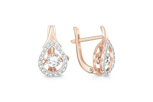 Серьги из красного золота с 40 фианитами