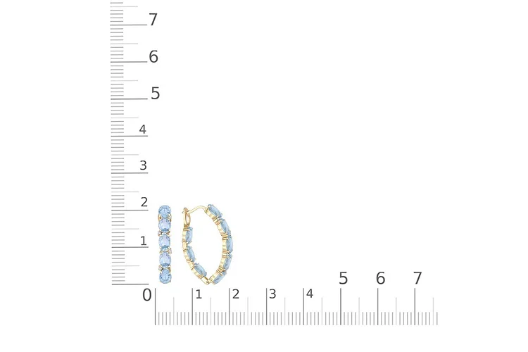 Серьги из жёлтого золота с 16 топазами sky и 8 фианитами