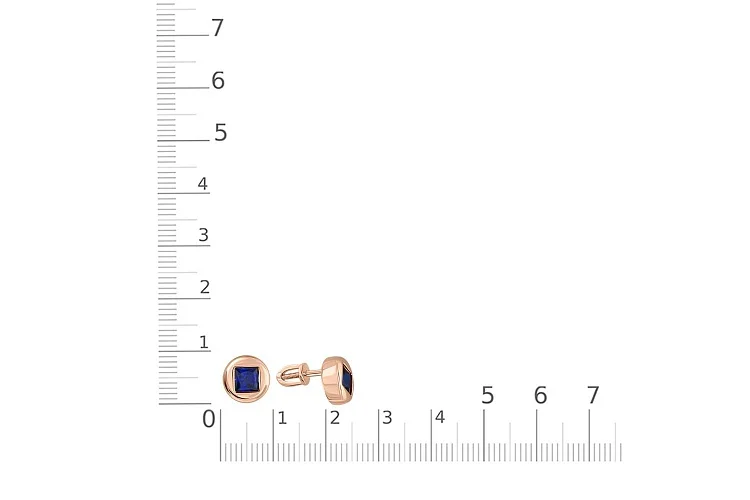 Серьги-пусеты из красного золота с 2 корундами