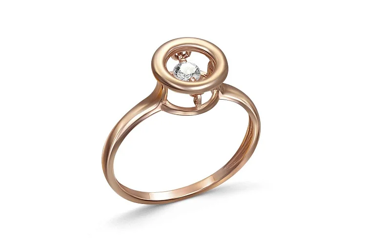 Кольцо из красного золота с фианитом