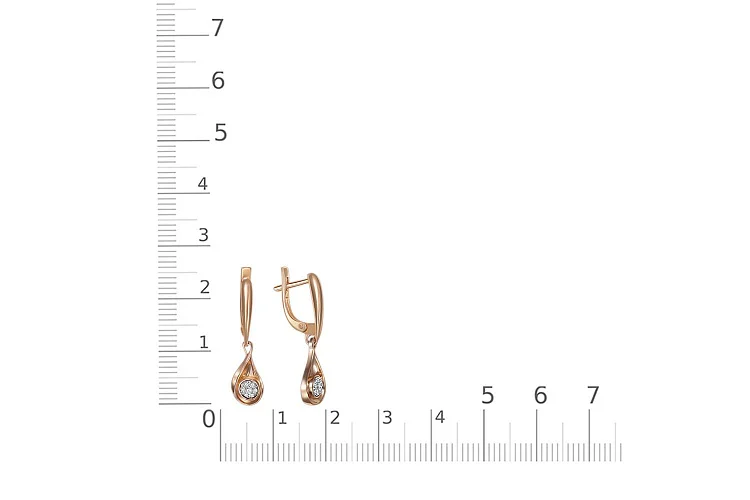 Серьги Малинки из красного золота с 14 бриллиантами