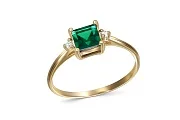 Кольцо из жёлтого золота с изумрудом и 2 бриллиантами