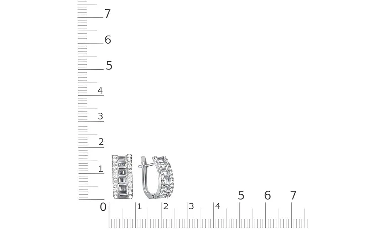 Серьги из белого золота с 44 фианитами