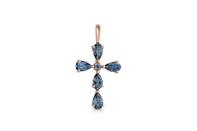 Крест из красного золота с 6 топазами лондон