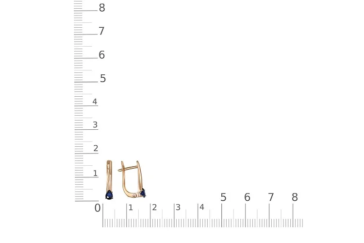 Серьги из красного золота с 2 сапфирами