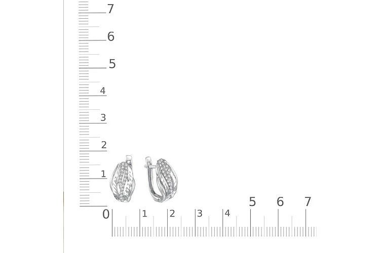 Серьги из белого золота с 38 фианитами