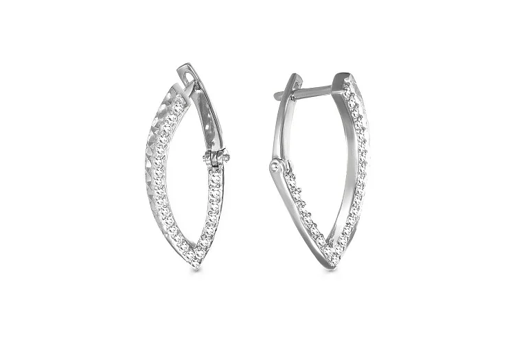 Серьги из белого золота с 48 фианитами