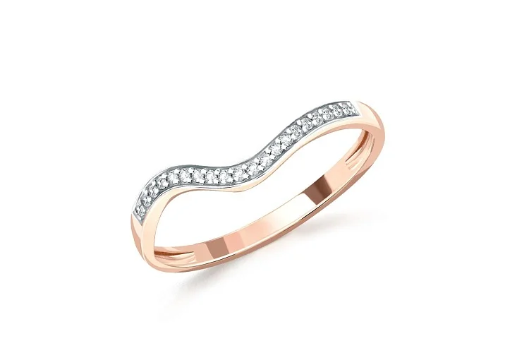 Кольцо Дорожка из красного золота с 20 фианитами