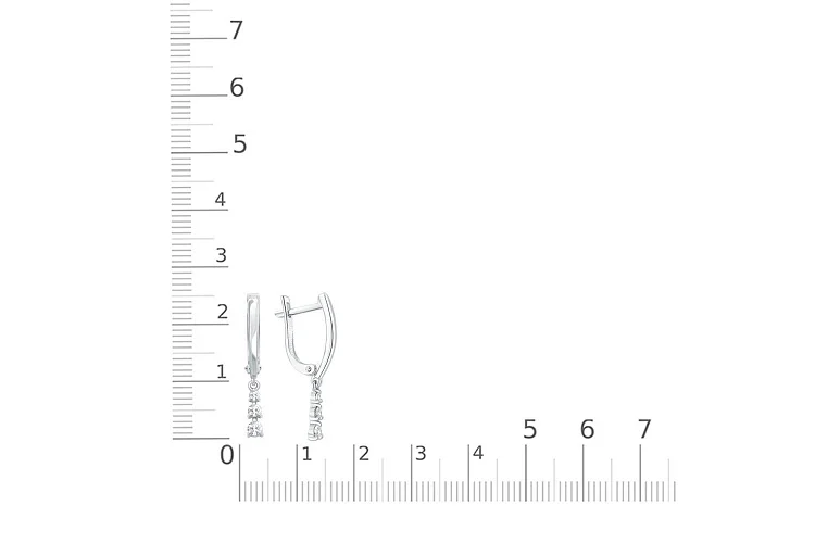 Серьги из белого золота с 6 фианитами