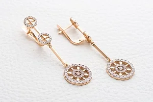 Серьги из красного золота с 126 фианитами