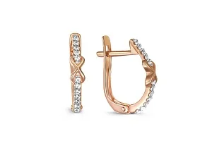 Серьги Дорожки из красного золота с 24 бриллиантами