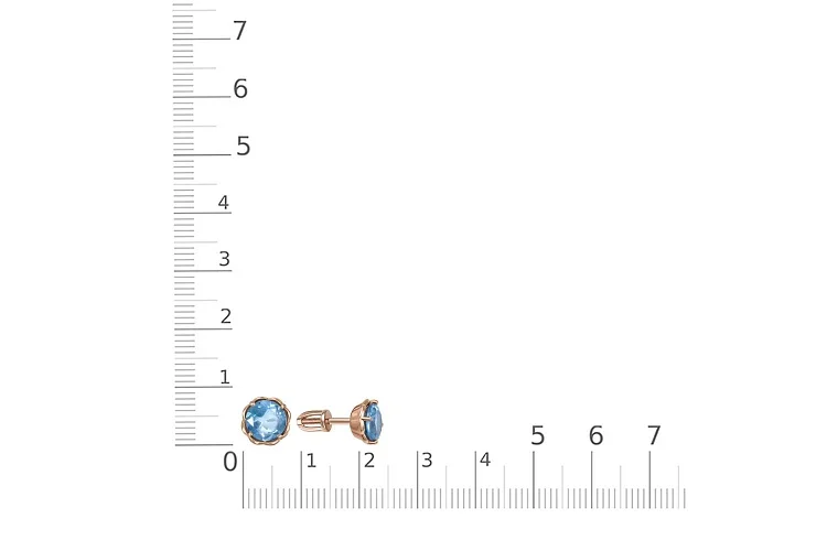 Серьги-пусеты из красного золота с 2 топазами swiss