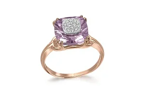 Кольцо из красного золота с аметистом и 14 бриллиантами