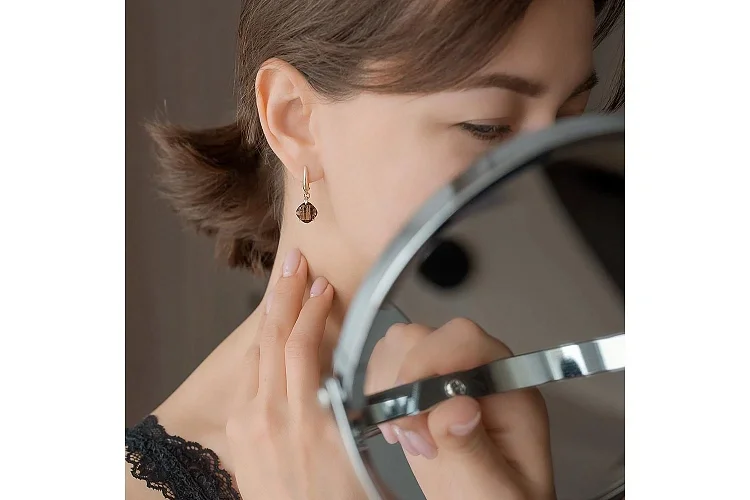 Серьги из жёлтого золота с 2 раухтопазами