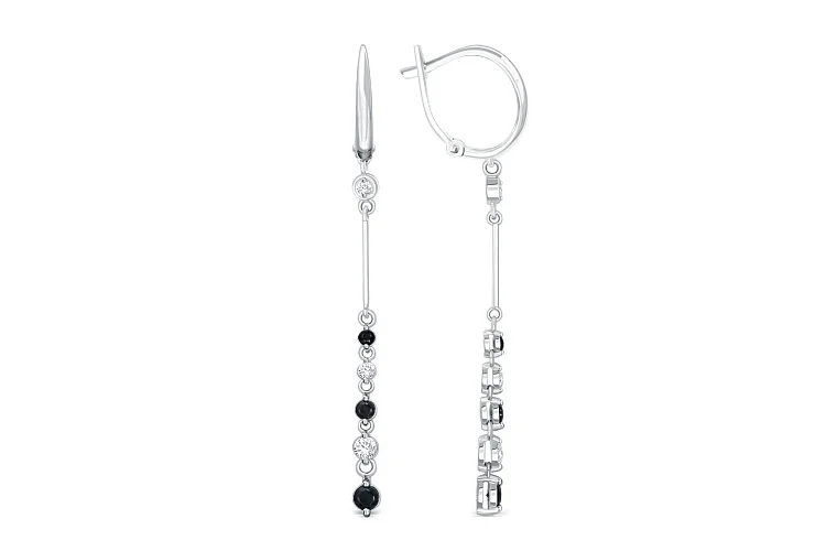 Серьги из белого золота с 12 фианитами