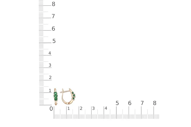 Серьги из красного золота с 6 изумрудами