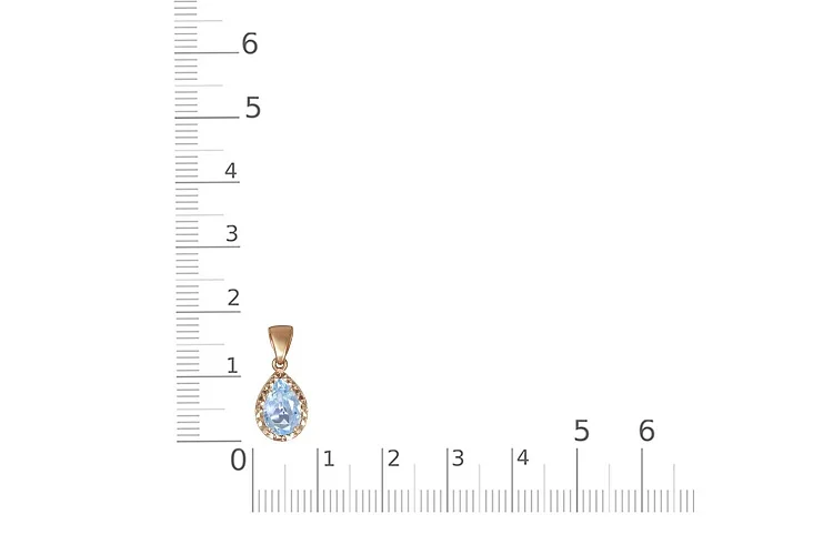 Подвеска капля из красного золота с топазом sky