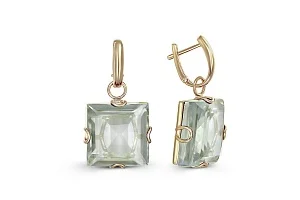 Серьги-трансформеры из жёлтого золота с 2 аметистами