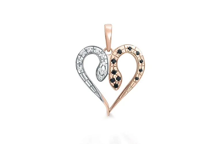 Подвеска Сердце из красного золота с 21 фианитами