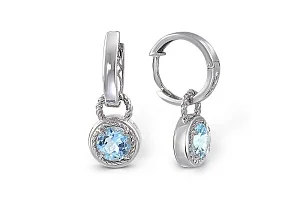 Серьги-трансформеры из белого золота с 2 топазами sky