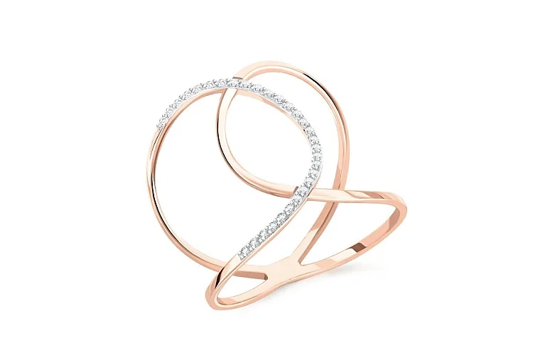 Кольцо из красного золота с 30 бриллиантами