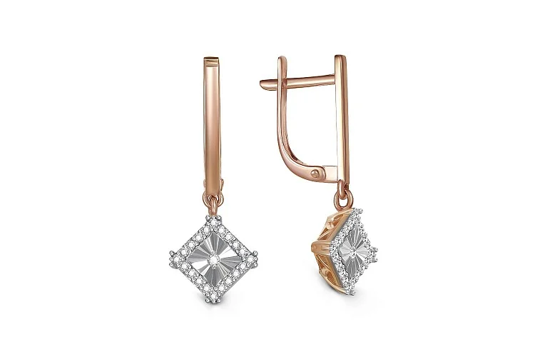 Серьги из красного золота с 42 бриллиантами