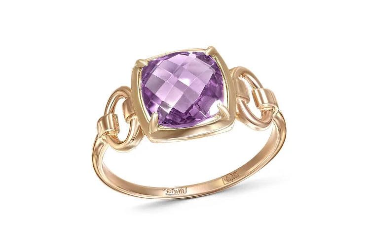Кольцо из красного золота с аметистом