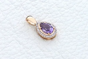 Подвеска из красного золота с аметистом и 26 фианитами