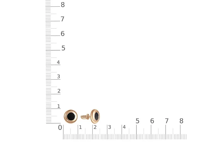 Серьги-пусеты из красного золота с 2 ониксами
