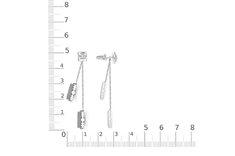 Серьги-пусеты Лезвия из белого золота без вставок